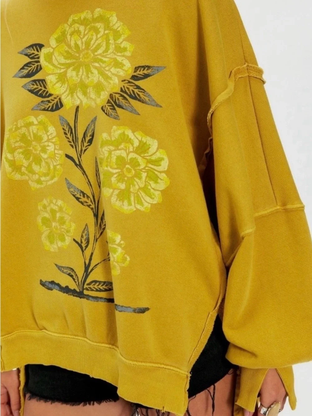 Free People We The Free Graphic Camden Pullover. NWT. Lemon party combo - Picture 3 of 8